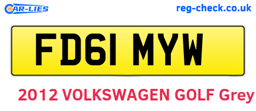 FD61MYW are the vehicle registration plates.