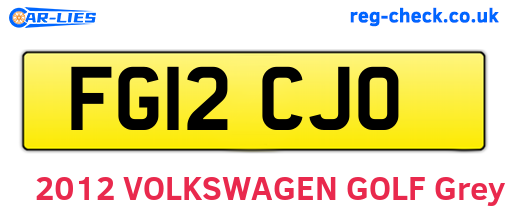FG12CJO are the vehicle registration plates.