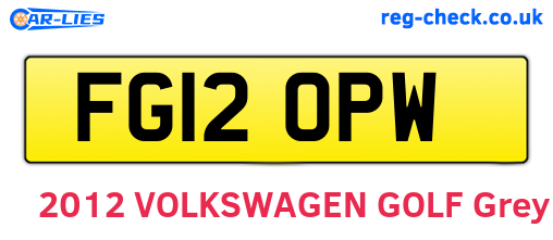 FG12OPW are the vehicle registration plates.