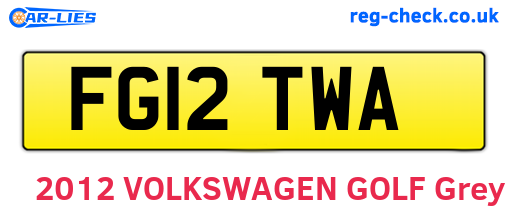 FG12TWA are the vehicle registration plates.