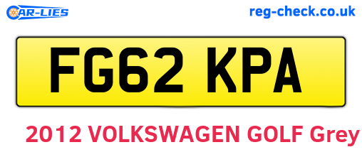 FG62KPA are the vehicle registration plates.