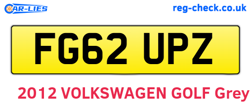 FG62UPZ are the vehicle registration plates.