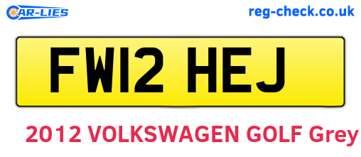 FW12HEJ are the vehicle registration plates.