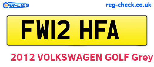 FW12HFA are the vehicle registration plates.