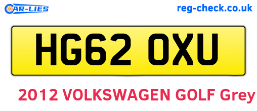 HG62OXU are the vehicle registration plates.