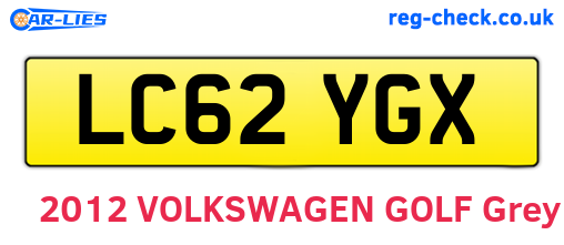 LC62YGX are the vehicle registration plates.