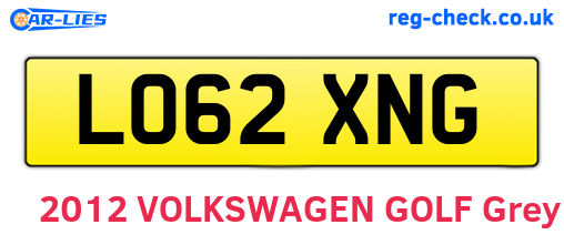 LO62XNG are the vehicle registration plates.
