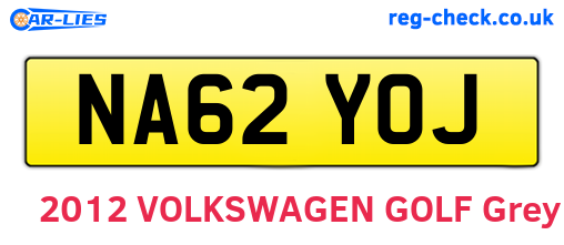 NA62YOJ are the vehicle registration plates.