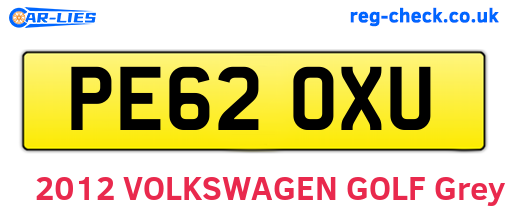 PE62OXU are the vehicle registration plates.