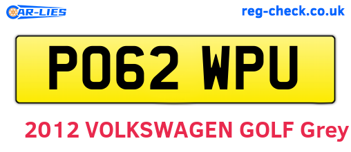 PO62WPU are the vehicle registration plates.