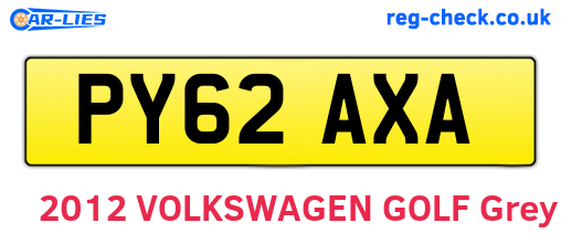 PY62AXA are the vehicle registration plates.