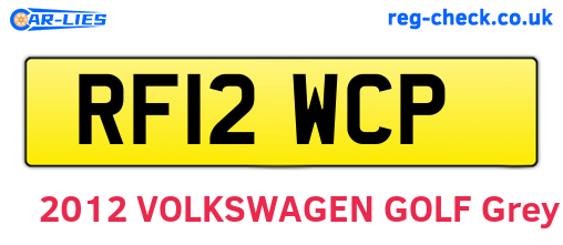 RF12WCP are the vehicle registration plates.