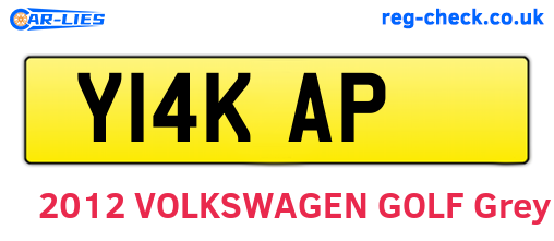 Y14KAP are the vehicle registration plates.