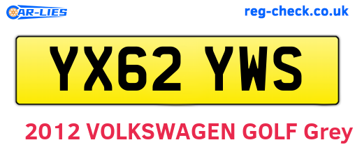 YX62YWS are the vehicle registration plates.