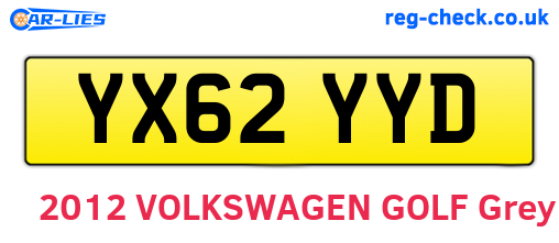 YX62YYD are the vehicle registration plates.