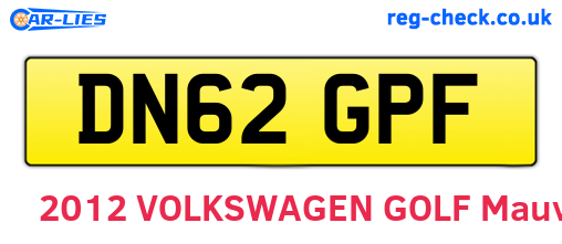 DN62GPF are the vehicle registration plates.