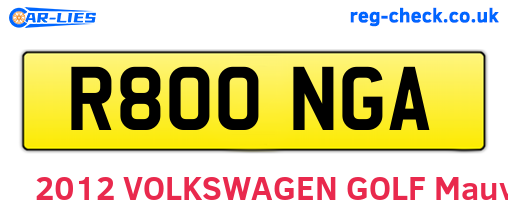 R800NGA are the vehicle registration plates.
