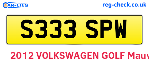 S333SPW are the vehicle registration plates.