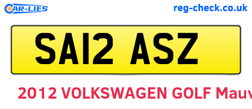 SA12ASZ are the vehicle registration plates.