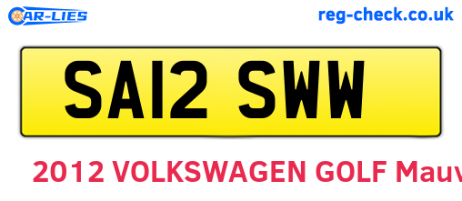 SA12SWW are the vehicle registration plates.