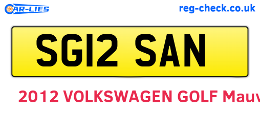 SG12SAN are the vehicle registration plates.