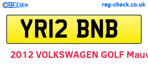 YR12BNB are the vehicle registration plates.