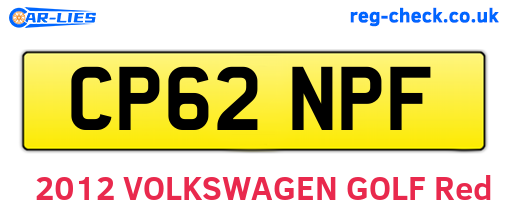CP62NPF are the vehicle registration plates.