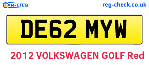 DE62MYW are the vehicle registration plates.