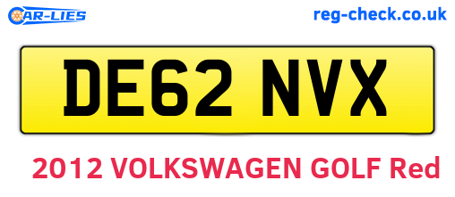 DE62NVX are the vehicle registration plates.
