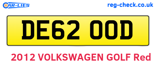 DE62OOD are the vehicle registration plates.