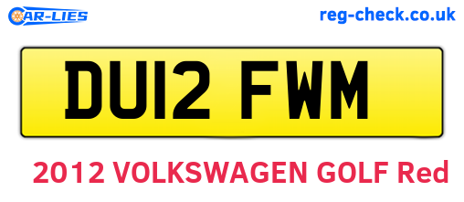 DU12FWM are the vehicle registration plates.