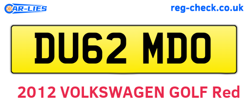 DU62MDO are the vehicle registration plates.