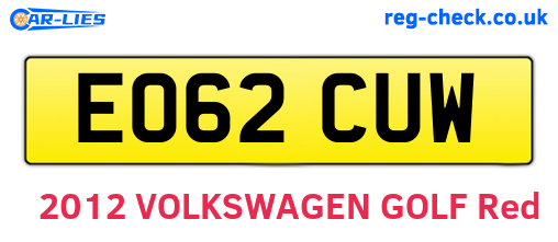 EO62CUW are the vehicle registration plates.