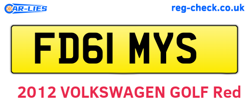 FD61MYS are the vehicle registration plates.
