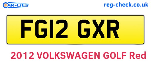 FG12GXR are the vehicle registration plates.