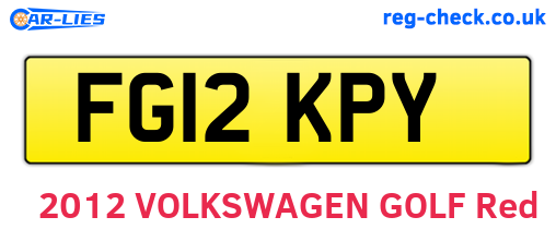 FG12KPY are the vehicle registration plates.