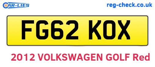 FG62KOX are the vehicle registration plates.