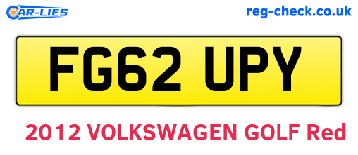 FG62UPY are the vehicle registration plates.