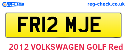 FR12MJE are the vehicle registration plates.