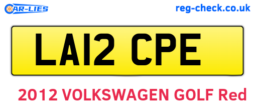LA12CPE are the vehicle registration plates.