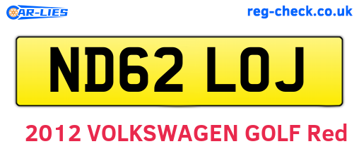 ND62LOJ are the vehicle registration plates.