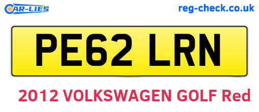 PE62LRN are the vehicle registration plates.