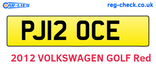 PJ12OCE are the vehicle registration plates.