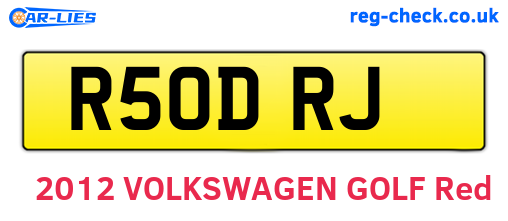 R50DRJ are the vehicle registration plates.
