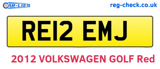 RE12EMJ are the vehicle registration plates.