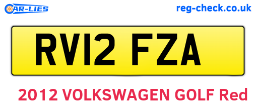 RV12FZA are the vehicle registration plates.