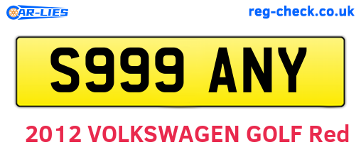 S999ANY are the vehicle registration plates.