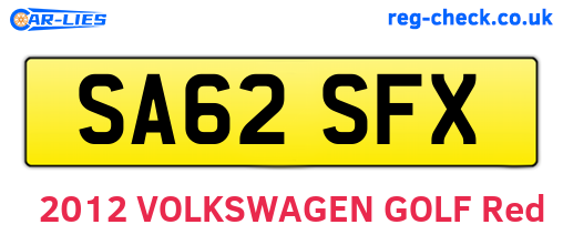 SA62SFX are the vehicle registration plates.