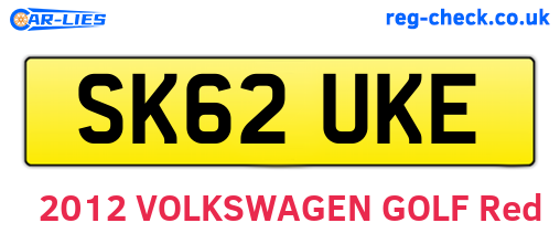 SK62UKE are the vehicle registration plates.