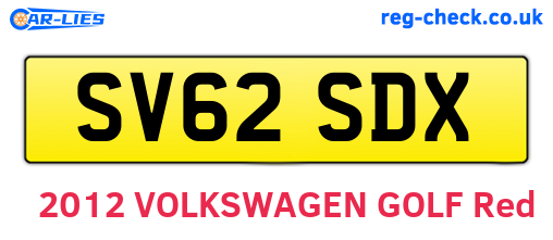 SV62SDX are the vehicle registration plates.